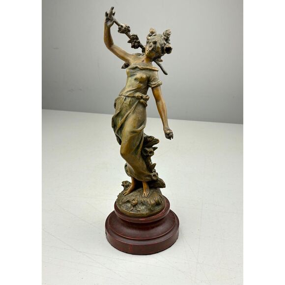 Antique L & F Moreau Chemin des Fleurs Spelter Bronze Woman Sculpture France - Picture 7 of 14